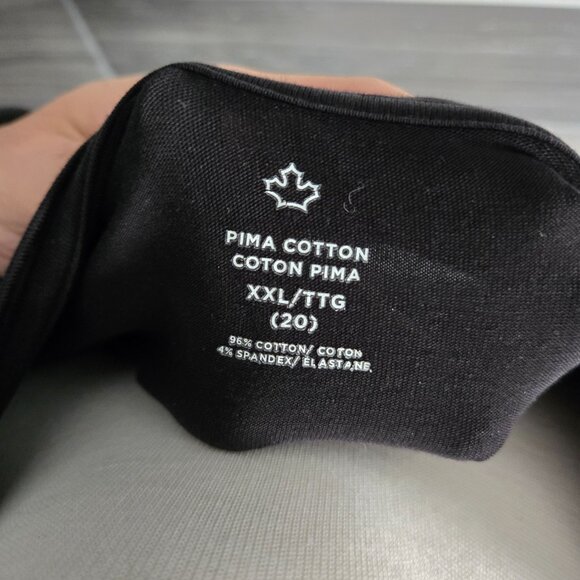 Canadian Brand Pima Cotton Stretch V-Neck T-Shirt Black XXL (20) EUC Basic Tee - Picture 2 of 2